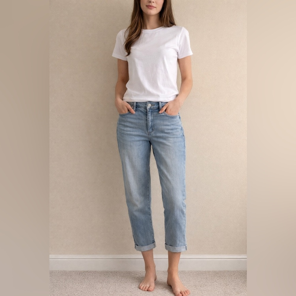 Light Blue Cropped Capri Cuffed Jeans